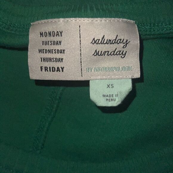 ✨anthropologie green ribbed long sleeve crewneck sz xs top✨ - Picture 4 of 5